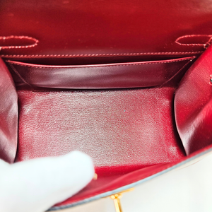 HERMES Mini Kelly 20 Box Calf Bordeaux Circle R Stamp 1988