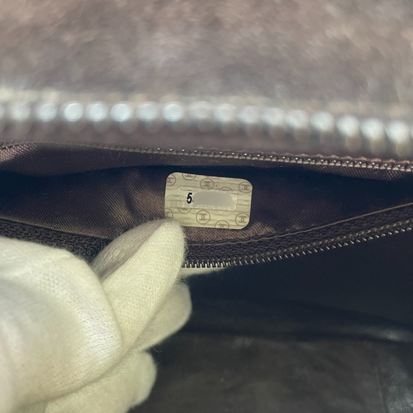 Load image into Gallery viewer, CHANEL Vintage 90s CC Logo Brown Suede Leather Timeless Vanity Bag
