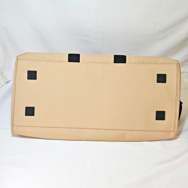 Load image into Gallery viewer, CHANEL Sport Line Boston Travel Nylon Duffle Bag Black Beige CC Logo
