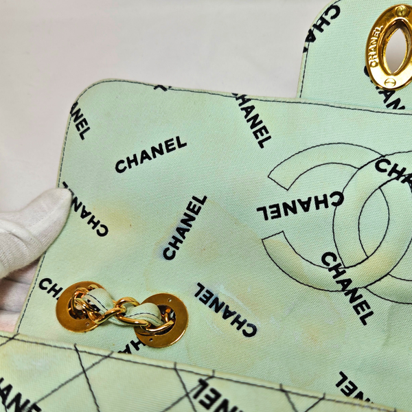 Load image into Gallery viewer, CHANEL Mint Green JUMBO LOGO Flap Bag
