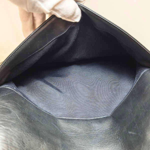 Load image into Gallery viewer, CHANEL Shoulder Black Leather Bag with Embossed CHANEL Logo
