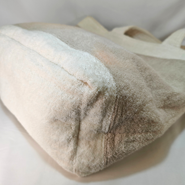 將圖片載入圖庫檢視器 CHANEL Cotton CC Beach Tote Towel Bag Beige White
