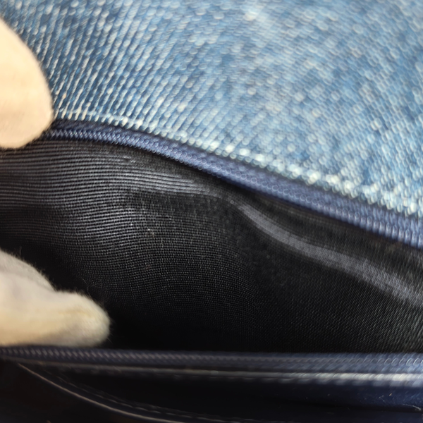 将图片加载到图库查看器，CHANEL 1997-1999 Blue Denim Kelly Handbag
