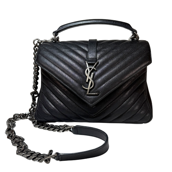 Load image into Gallery viewer, Yves Saint Laurent YSL Black Matelasse Leather Medium Collage Bag
