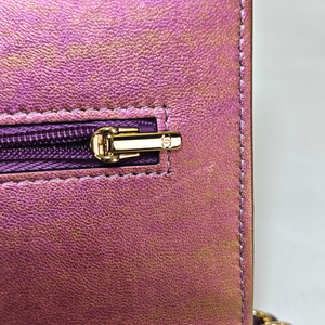 CHANEL Iridescent Purple Matelasse  Calfskin Wallet on Chain Pale Gold Hardware (WOC)