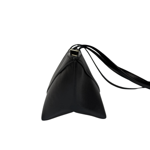 LOEWE Cropped Puzzle Fold Shoulder Bag In Shiny Calfskin Black