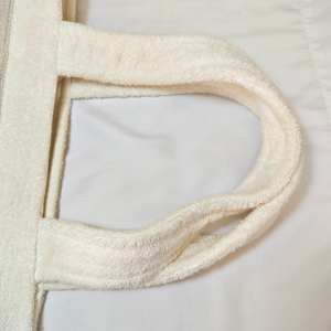 CHANEL Cotton CC Beach Tote Towel Bag Beige White