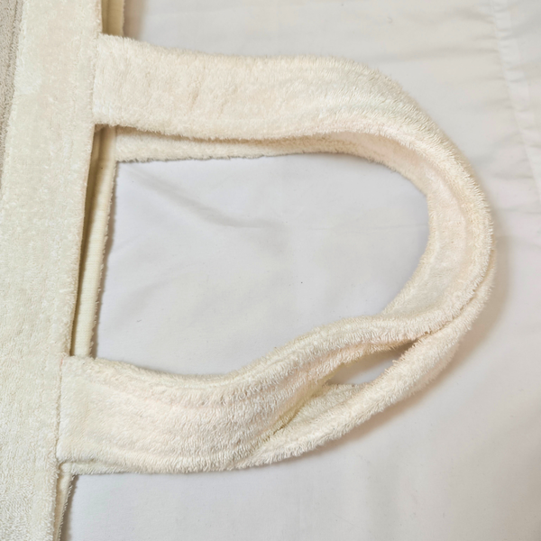 將圖片載入圖庫檢視器 CHANEL Cotton CC Beach Tote Towel Bag Beige White
