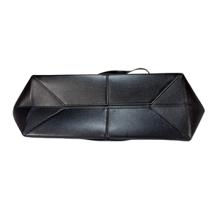 LOEWE Cropped Puzzle Fold Shoulder Bag In Shiny Calfskin Black