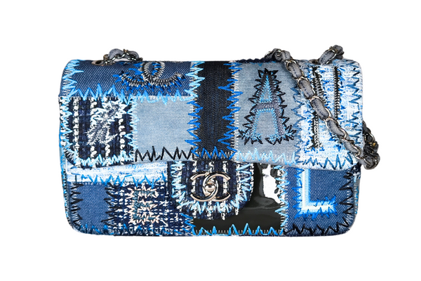 Load image into Gallery viewer, CHANEL Classic Single Flap Bag Multicolor Patchwork Denim Medium
