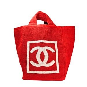 CHANEL Terry Beach Tote bag Red in Cotton CC Logo
