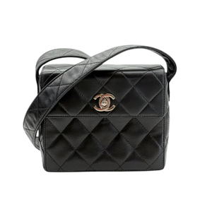 CHANEL Vintage Black Lambskin Small Box Shoulder Bag