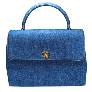 CHANEL 1997-1999 Blue Denim Kelly Handbag