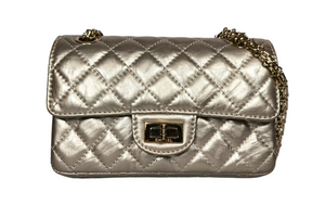 CHANEL 2.55 Mini Matelasse Gold Shoulder Bag