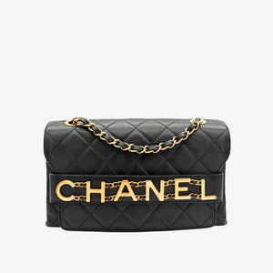 CHANEL Vintage Black Calfskin Enchained Flap Bag