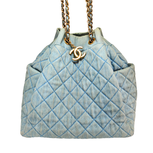 CHANEL Quilted Washed Denim Urban Spirit bucket bag