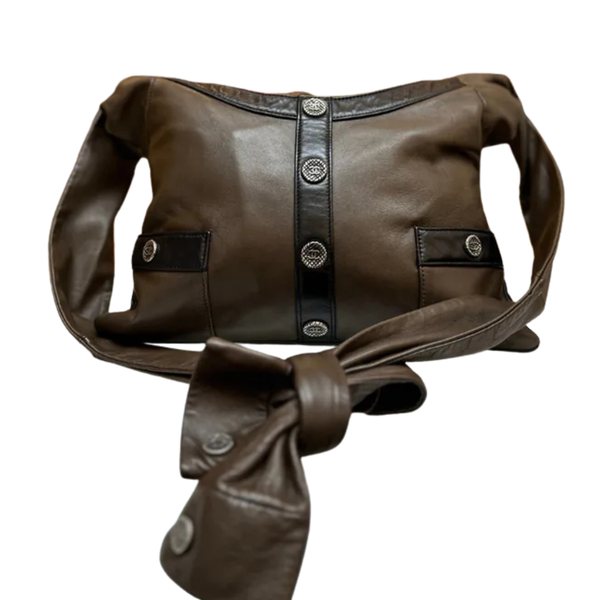 将图片加载到图库查看器，CHANEL Vintage Girl Dark Brown Leather Bag
