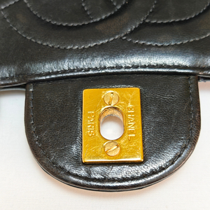 CHANEL Black Flap Backpack Patent Leather Gold CC Logo Hardware