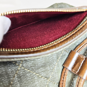 CHANEL Khaki / Brown Quilted Denim and Leather CC Backpack