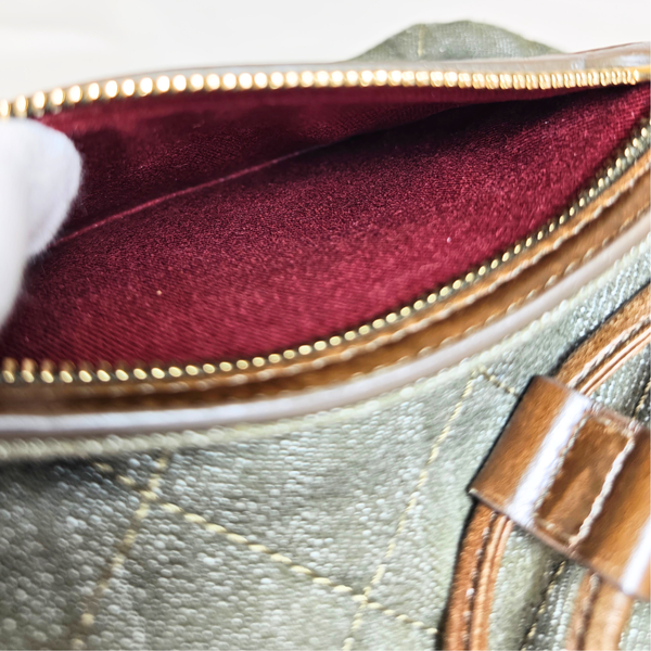 Load image into Gallery viewer, CHANEL Khaki / Brown Quilted Denim and Leather CC Backpack
