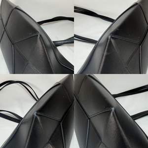 LOEWE Cropped Puzzle Fold Shoulder Bag In Shiny Calfskin Black