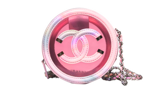 CHANEL Pink PVC & Multicolor  Patent Leather CC Round Shoulder Bag