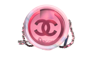 CHANEL Pink PVC & Multicolor  Patent Leather CC Round Shoulder Bag