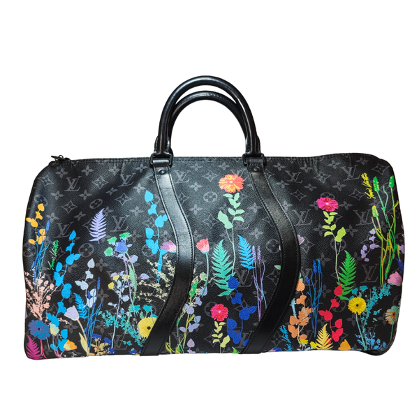 將圖片載入圖庫檢視器 LOUIS VUITTON Eclipse Floral Keepall Bandouliere 50 Bag M45062
