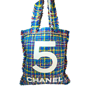 CHANEL  No. 5 Shopping Tote Tweed Large Blue