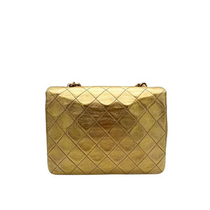 CHANEL Vintage Gold Lambskin 20cm Mini Square Flap Bag