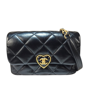 CHANEL Lambskin Matelassé Heart Lock Chain Shoulder Bag  AS3979