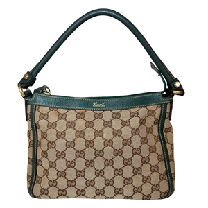 GUCCI  Abbey Top Handle Green GG Canvas Hand Bag