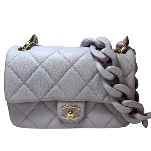 CHANEL Caviar Quilted Funky Match Mini Flap Light Purple