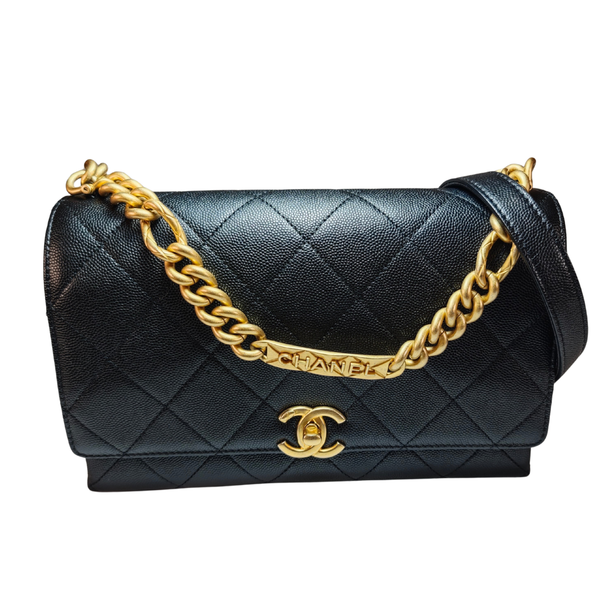 将图片加载到图库查看器，CHANEL Bracelet On Chain Flap Medium Black
