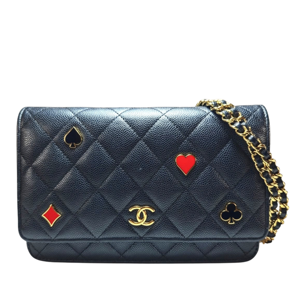 画像をギャラリービューアに読み込む, CHANEL キャビアスキン ポーカーチェーン ウォレットチェーン
