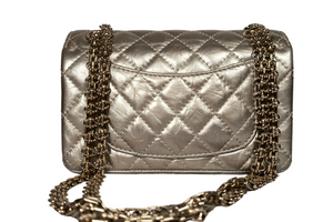 CHANEL 2.55 Mini Matelasse Gold Shoulder Bag