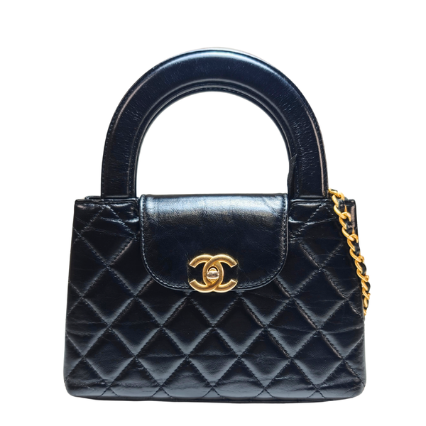 将图片加载到图库查看器，CHANEL Mini Kelly Black Quilted Leather Chain Shoulder Bag
