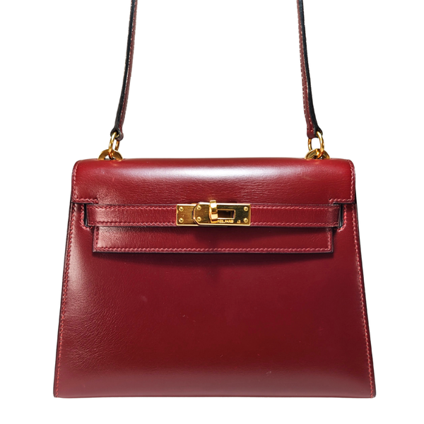 Load image into Gallery viewer, HERMES Mini Kelly 20 Box Calf Bordeaux Circle R Stamp 1988
