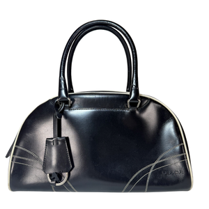 PRADA Archive Black Leather Bowler Bag