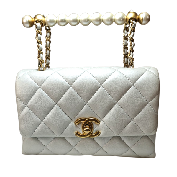 Load image into Gallery viewer, CHANEL White Pearl Handle Bag
