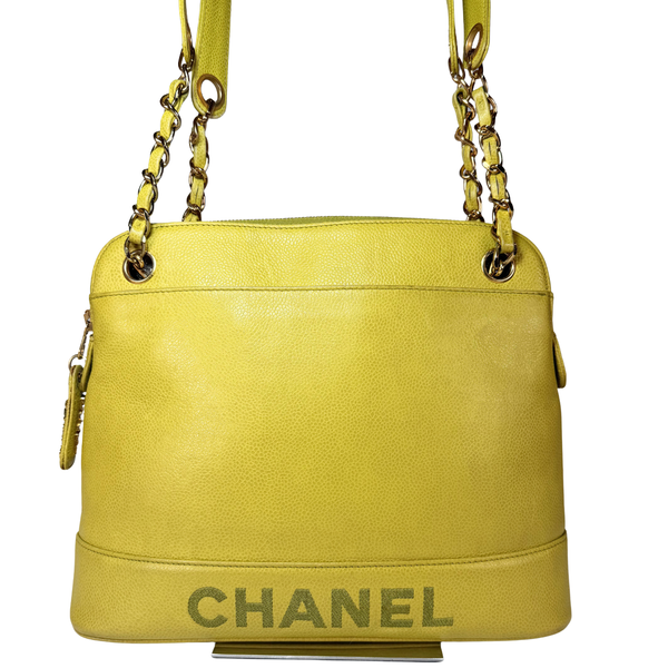Load image into Gallery viewer, CHANEL Lime Color Caviarskin Leather Shoulder Bag
