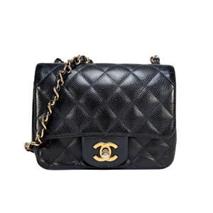 CHANEL Black Caviar Mini Classic Square Flap Bag