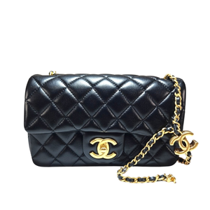 CHANEL Black Matelasse Coco Chain Lambskin Mini Flap