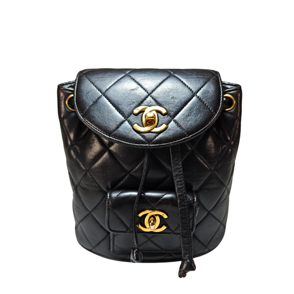 이미지를 갤러리 뷰어에 로드 , CHANEL Matelassé Mini Duma Black Backpack with Serial Sticker &amp; Authenticity Card
