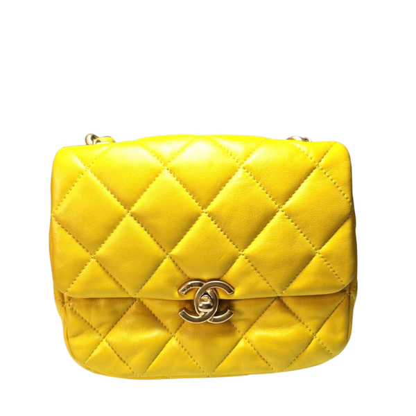 Load image into Gallery viewer, CHANEL Yellow Mini Matelassé Flap Bag
