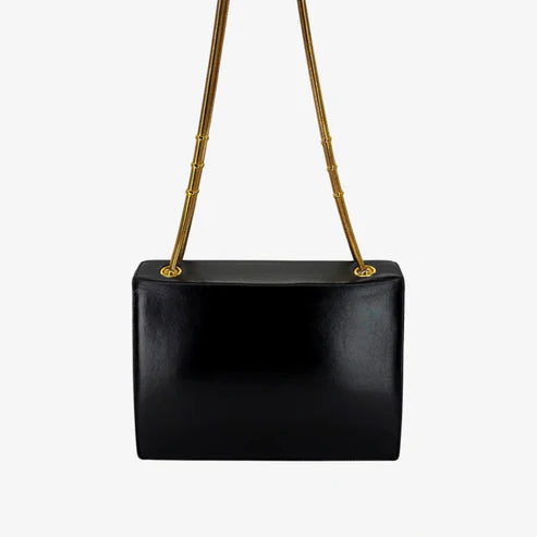 将图片加载到图库查看器，CHANEL Vintage Black Lambskin CC Patent Chain Flap Shoulder bag

