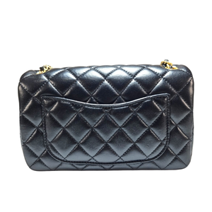 CHANEL Black Matelasse Coco Chain Lambskin Mini Flap