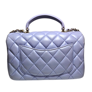 CHANEL Mini Rectangular Flap Bag with Top Handle Chain Light Purple