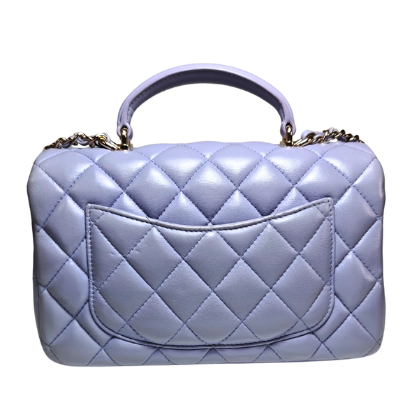 将图片加载到图库查看器，CHANEL Mini Rectangular Flap Bag with Top Handle Chain Light Purple
