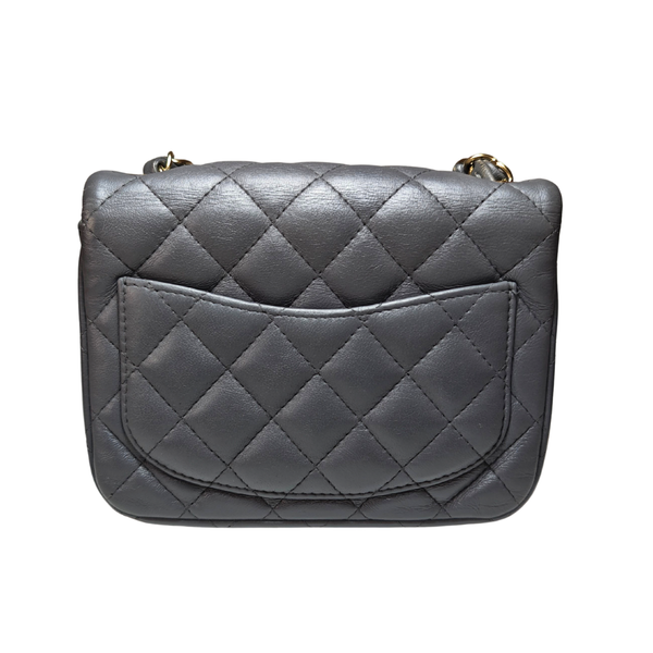 Load image into Gallery viewer, CHANEL Grey Lamb skin Square Classic Flap Bag
